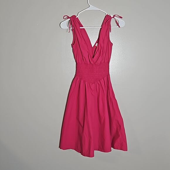 H&M Divided Hot Pink Surplice Sundress Sz 4 - Picture 2 of 9